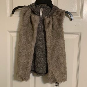 Faux Fur/ Sweater Vest w/Belt size Small